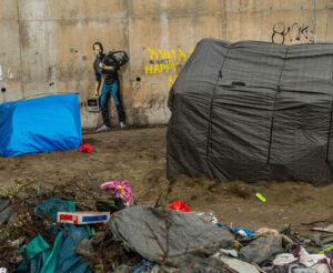 Banksy's mural of Steve Jobs at the Calais 'jungle' camp